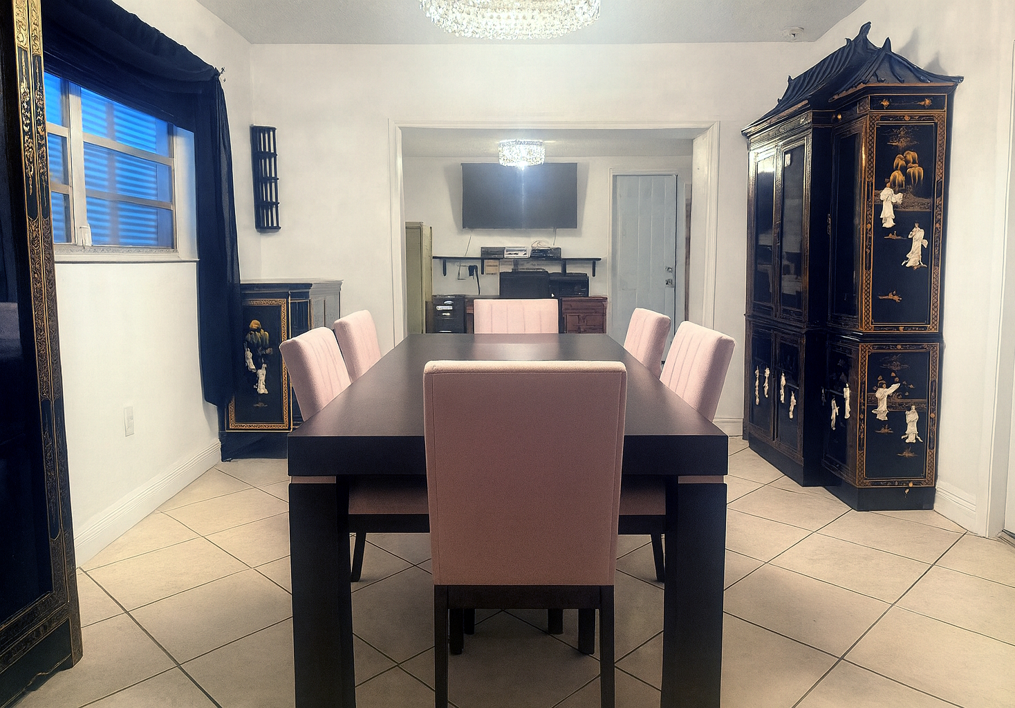 Dining area with storage credenza